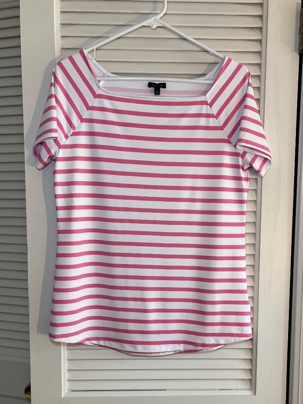 Talbots Jersey Square Neck Nylon Pink Striped Swim Tee Size Small NWT - Picture 6 of 6